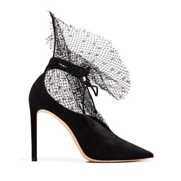 Jimmy Choo Shoes - JIMMY CHOO LEANNE 100 MESH-TRIM SUEDE PUMPS IN BLACK - NO BOX, WITH DUST BAG